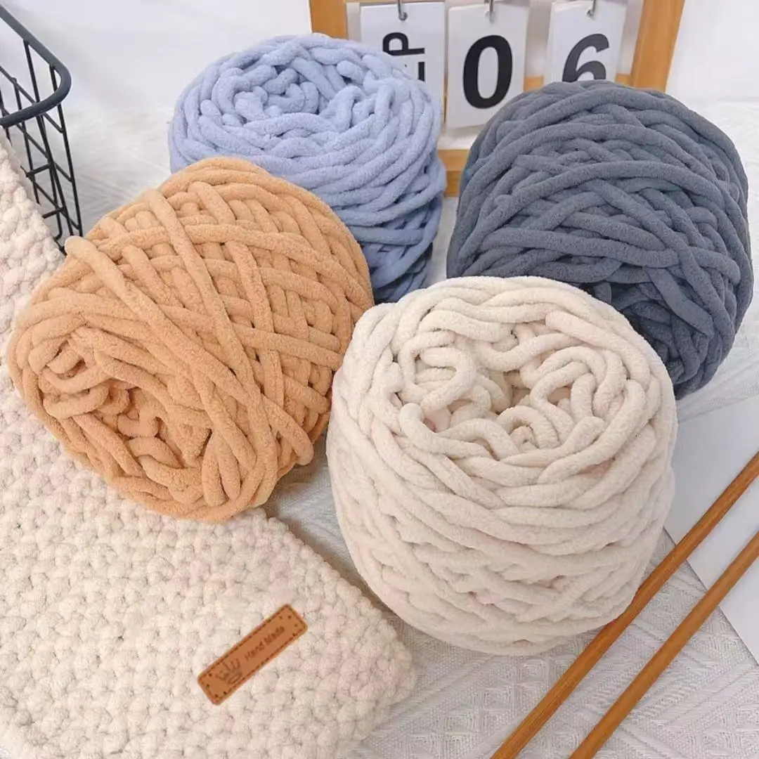 Wool Blanket Herringbone - 셔닐 뜨게 원사 소프트 아이스 스트립