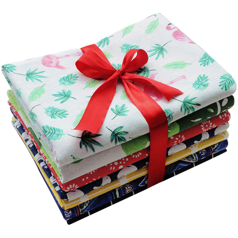 Linum Home Textiles - 플라밍고 프린트 코튼 린넨 원단 커튼