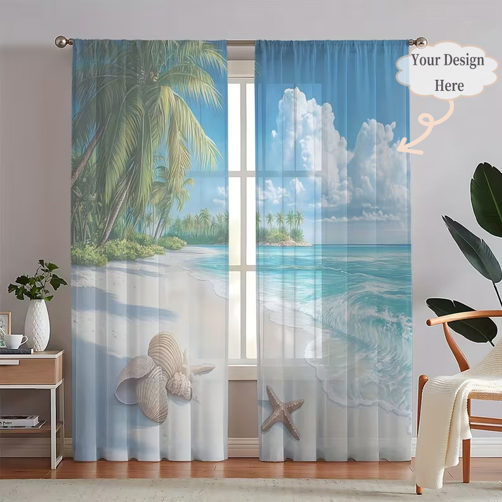 Home Textiles Curtains - 맞춤형 2D 플랫 2피스 시어 커튼,
