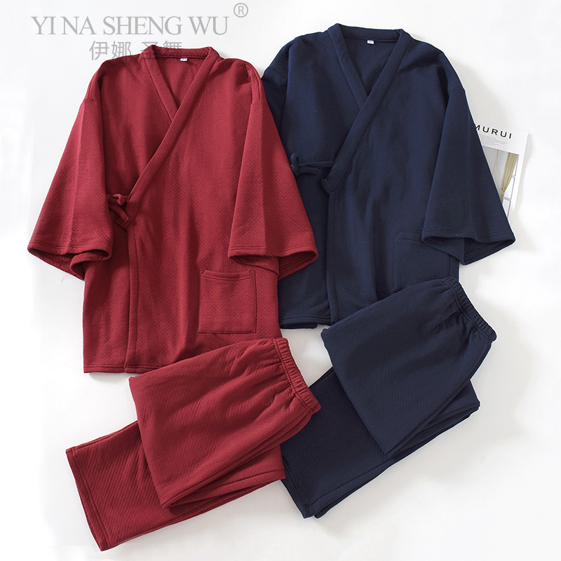 Linum Home Textiles - 일본 남성용 기모노 유카타 잠옷 세트,