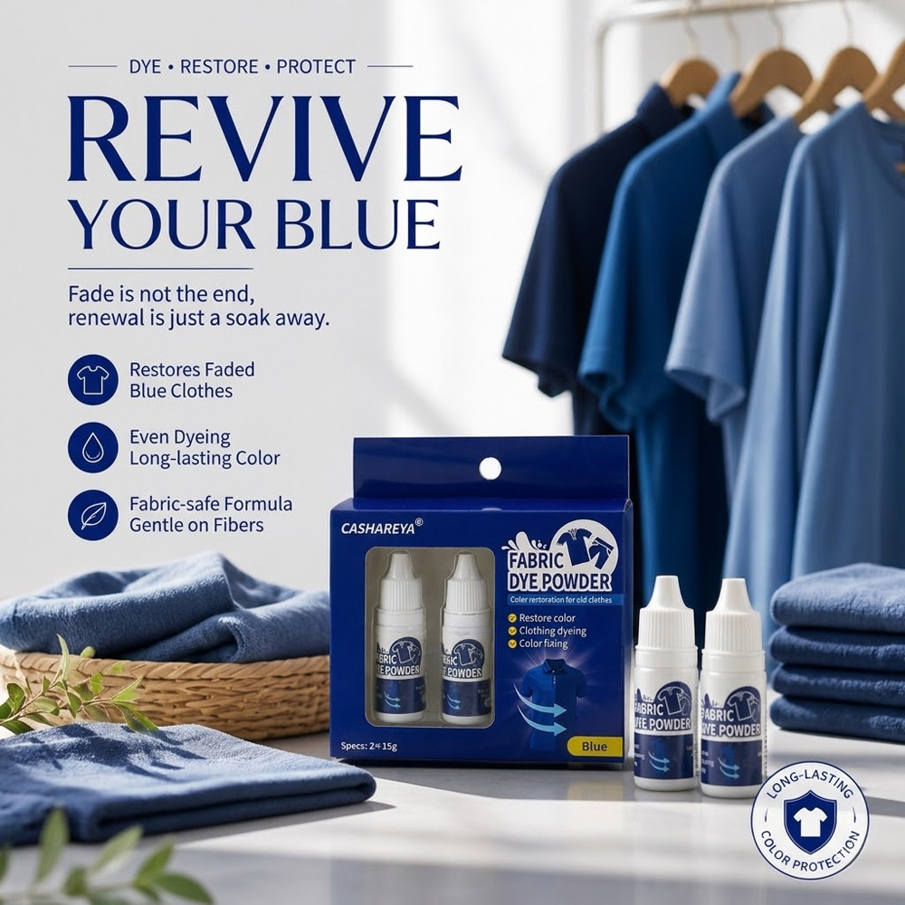 Linum Home Textiles - 캐샤레야 블루 패브릭 염색 파우더, 퇴색된