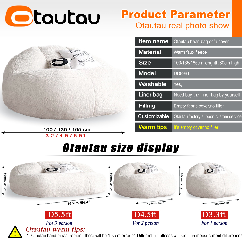 OTAUTAU 1/2 좌석 부드러운 양털 콩 가방 커버 - Floor Cushion Pouf 리뷰 및 가격