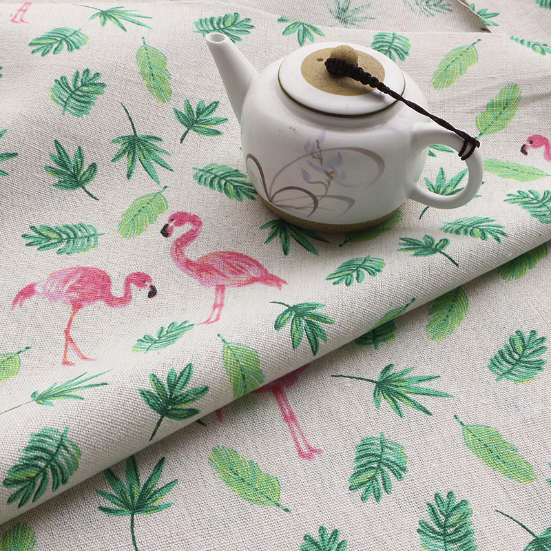 플라밍고 프린트 코튼 린넨 원단 커튼 테이블 보 인형  - Linum Home Textiles 리뷰 및 가격