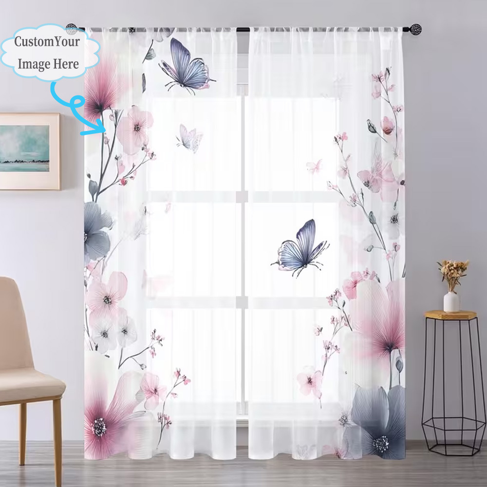 맞춤형 2D 플랫 2피스 시어 커튼, 원하는 디자인/이 - Home Textiles Curtains 리뷰 및 가격