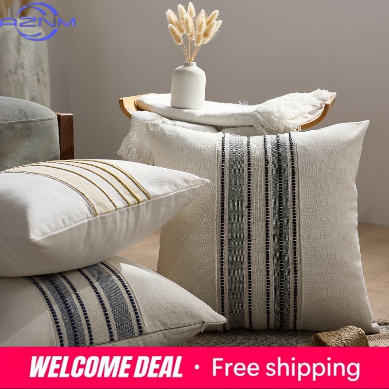 북유럽 모던 심플 원사염색 스플라이싱 베개 커버 라이트 - Luxury Home Textiles Usa 리뷰 및 가격