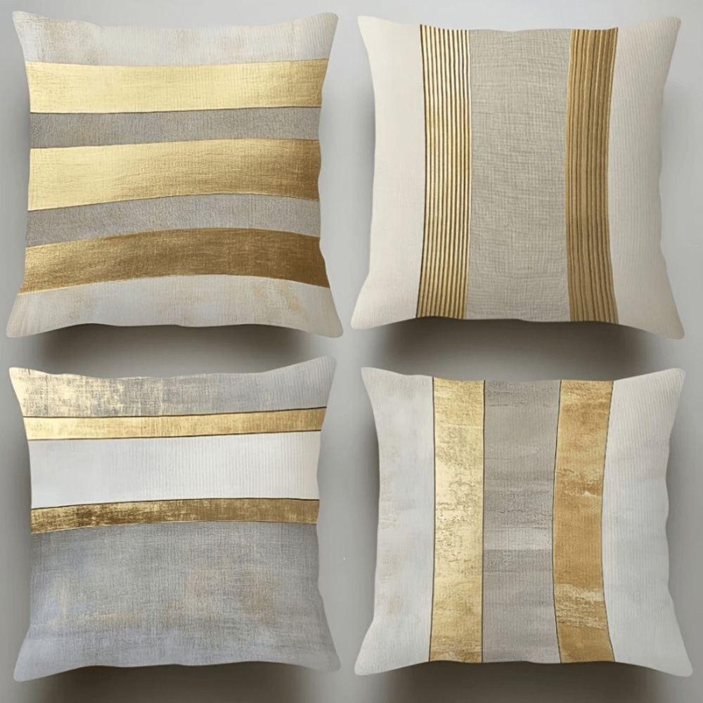 화려한 골드와 중성적인 줄무늬 베개 커버, 고급스러운  - Luxury Home Textiles Usa 리뷰 및 가격