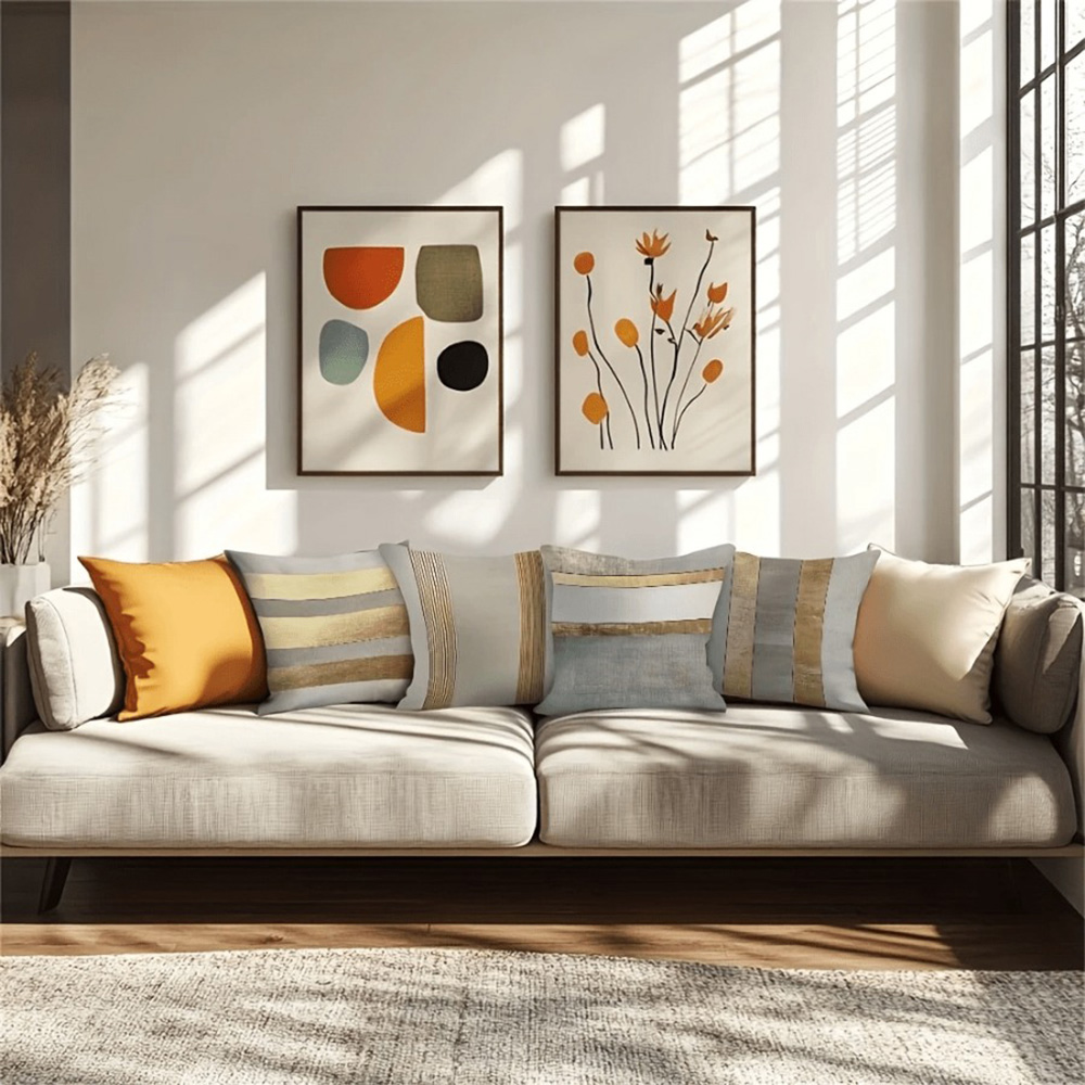 화려한 골드와 중성적인 줄무늬 베개 커버, 고급스러운  - Luxury Home Textiles Usa 리뷰 및 가격