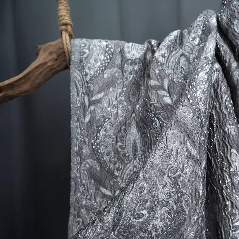 회색 궁정 스타일 광택 자카드 커튼 소파 원단 수제 재 - Home Textiles Curtains 리뷰 및 가격