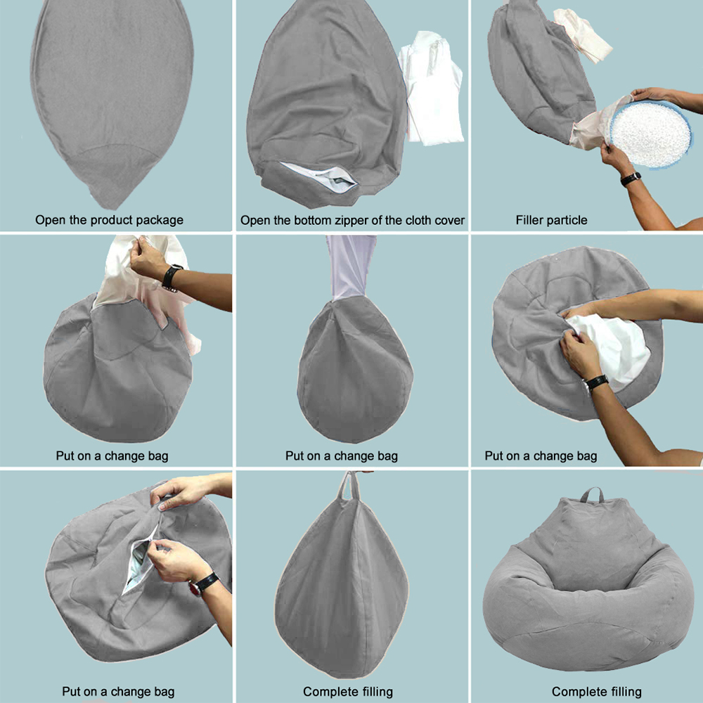 대형 소형 느긋한 소파 커버, 충전재 없는 의자, 린넨 - Floor Cushion Pouf 리뷰 및 가격
