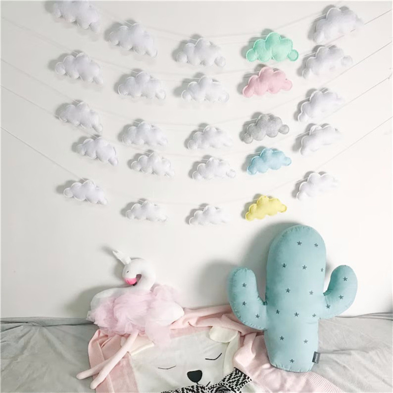 북유럽 펠트 구름 Garlands 문자열 벽 장식 장식 - Home Textiles Curtains 리뷰 및 가격